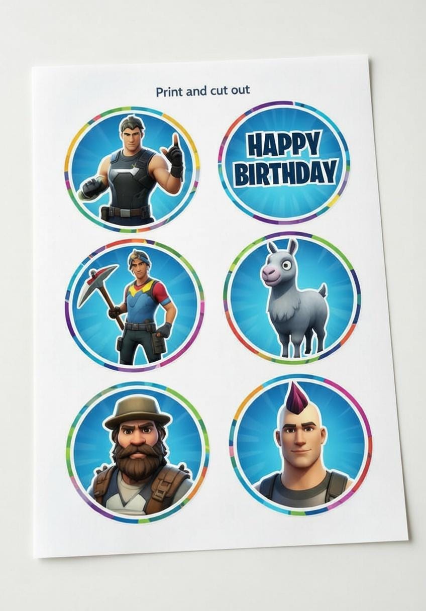 Fort game Cake Toppers Printable | Gaming Birthday Cake Decorations | Instant Download