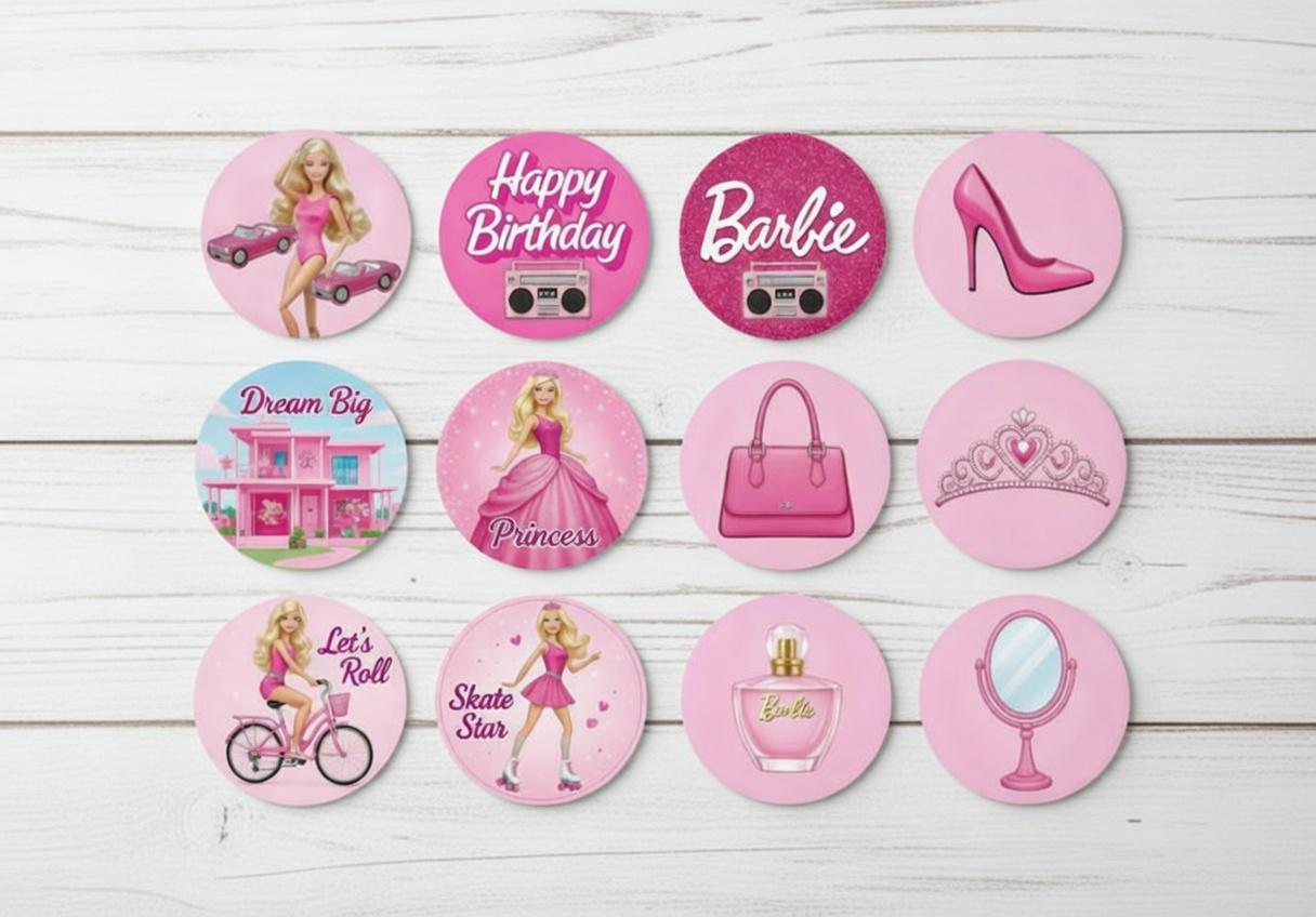 Barbie Cupcake Toppers | Barbie Birthday Party Decorations | Pink Party Cupcake Toppers | Printable | Instant Download