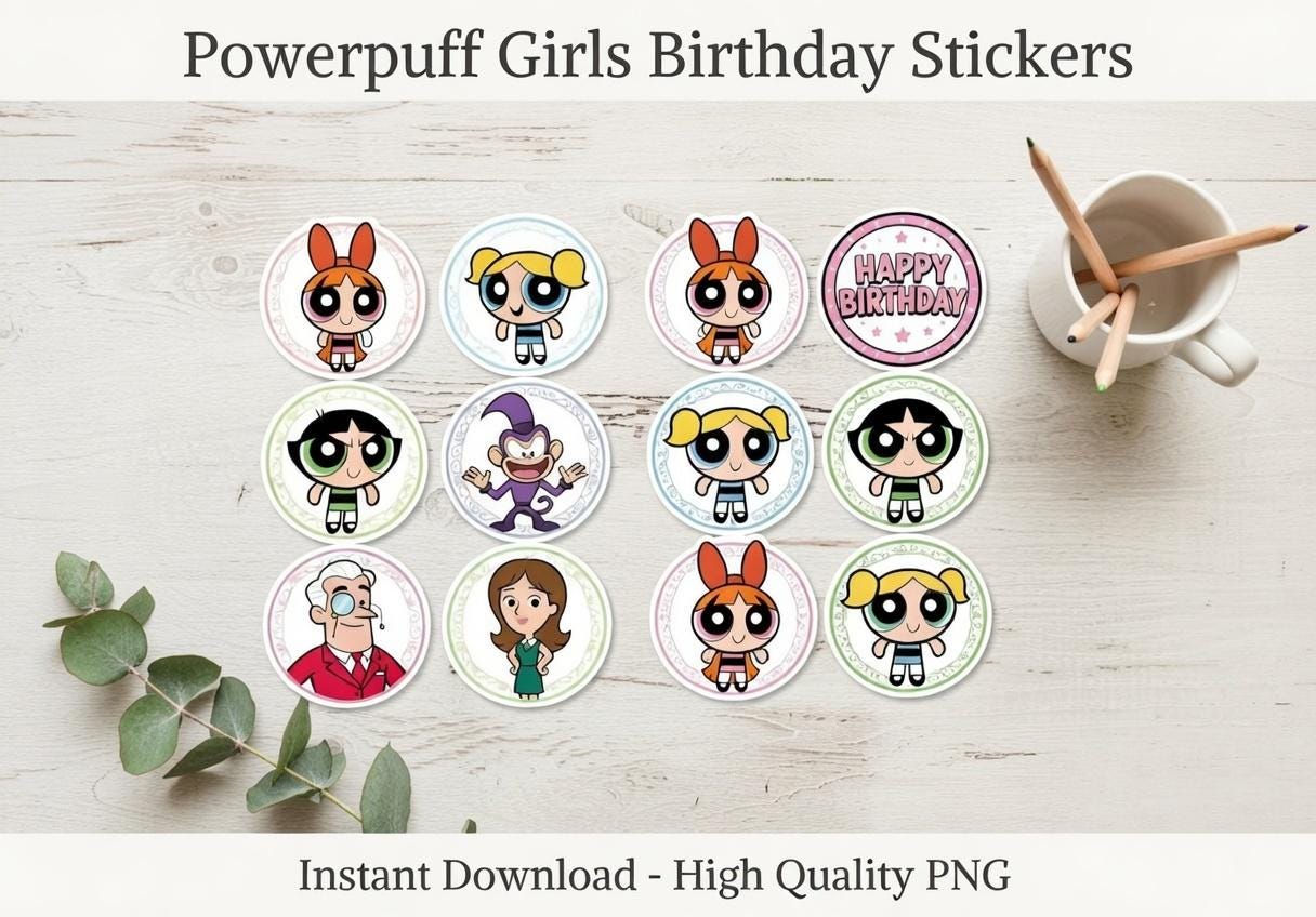 Powerpuff Girls Cupcake Toppers | Birthday Party Decorations (Digital Download)