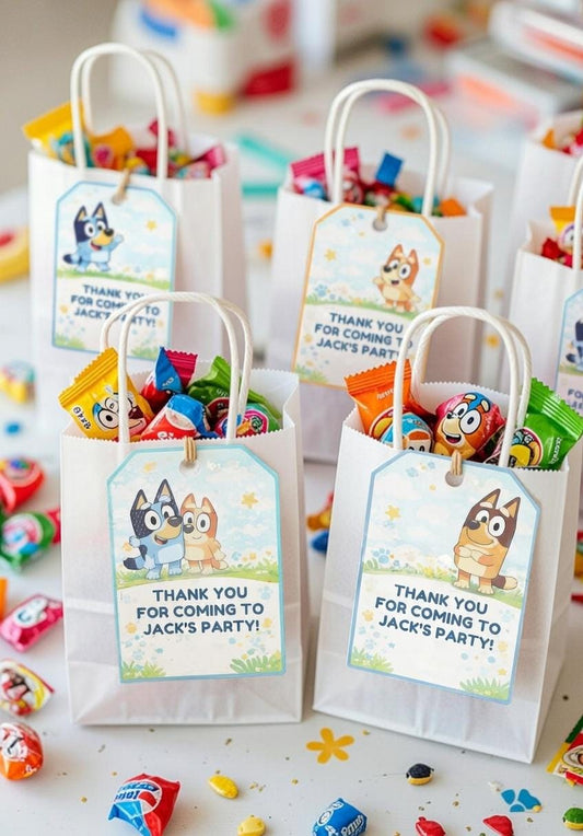 Bluey Party Favor Tags | Editable Birthday Thank You (Canva Template)