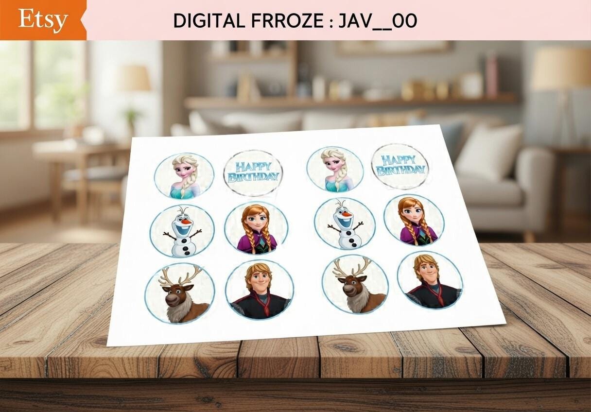 Frozen Birthday Cupcake Toppers | Winter Wonderland Party (Instant Download)