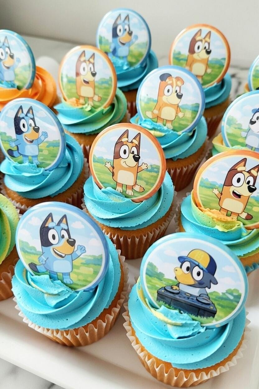 Bluey Inspired Cake Toppers Printable | Kids Birthday Party Decorations | Instant Download