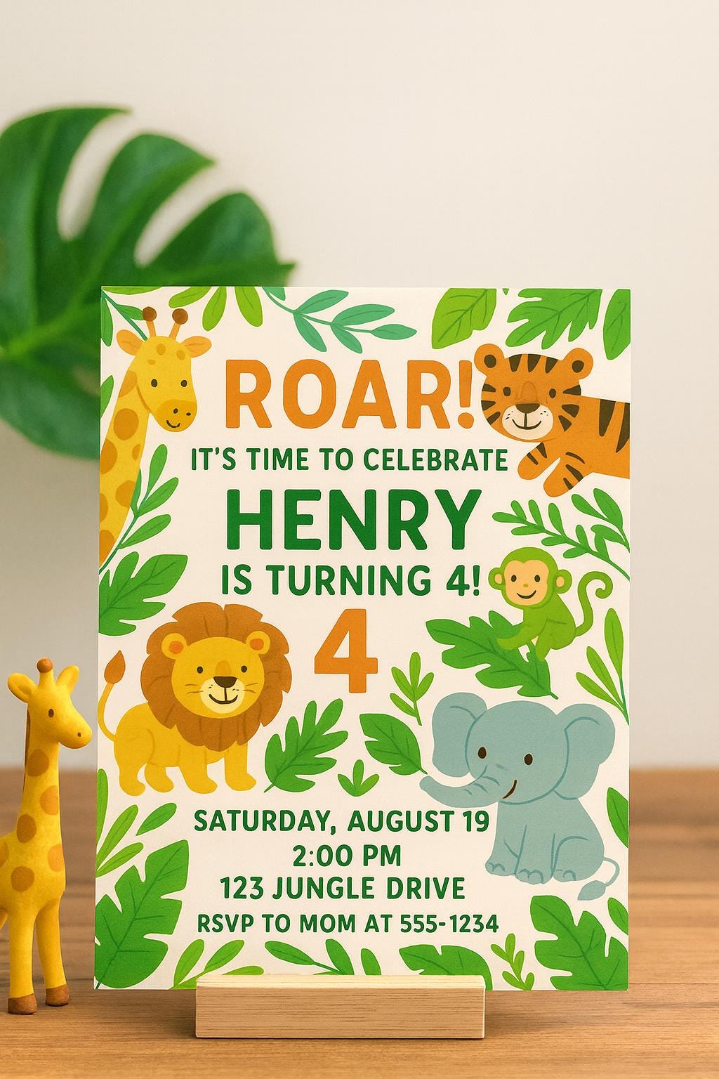 Jungle Safari Birthday Invitation | Editable Canva Template (Digital Download)