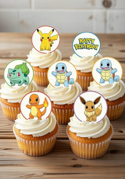 Pokémon Birthday Party Cupcake Toppers | Printable Pokémon Party Decorations | Pokémon Birthday Decor | Instant Download