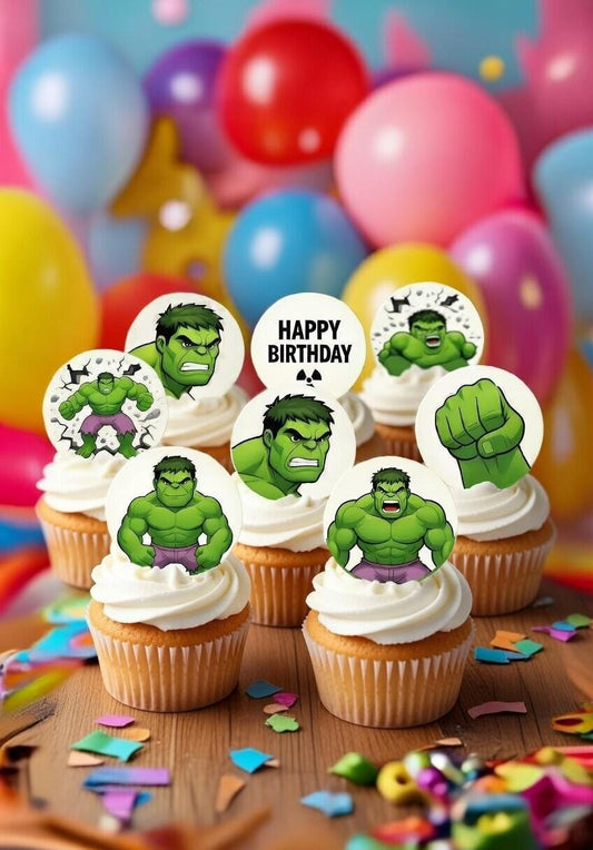 Hulk Cupcake Toppers | Superhero Birthday Cupcake Decorations | Printable Hulk Party Toppers | Instant Download