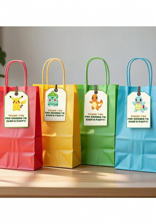 Pokémon Party Bag Tags | Printable Thank You Tags | Pokémon Birthday Party Favors | Instant Download