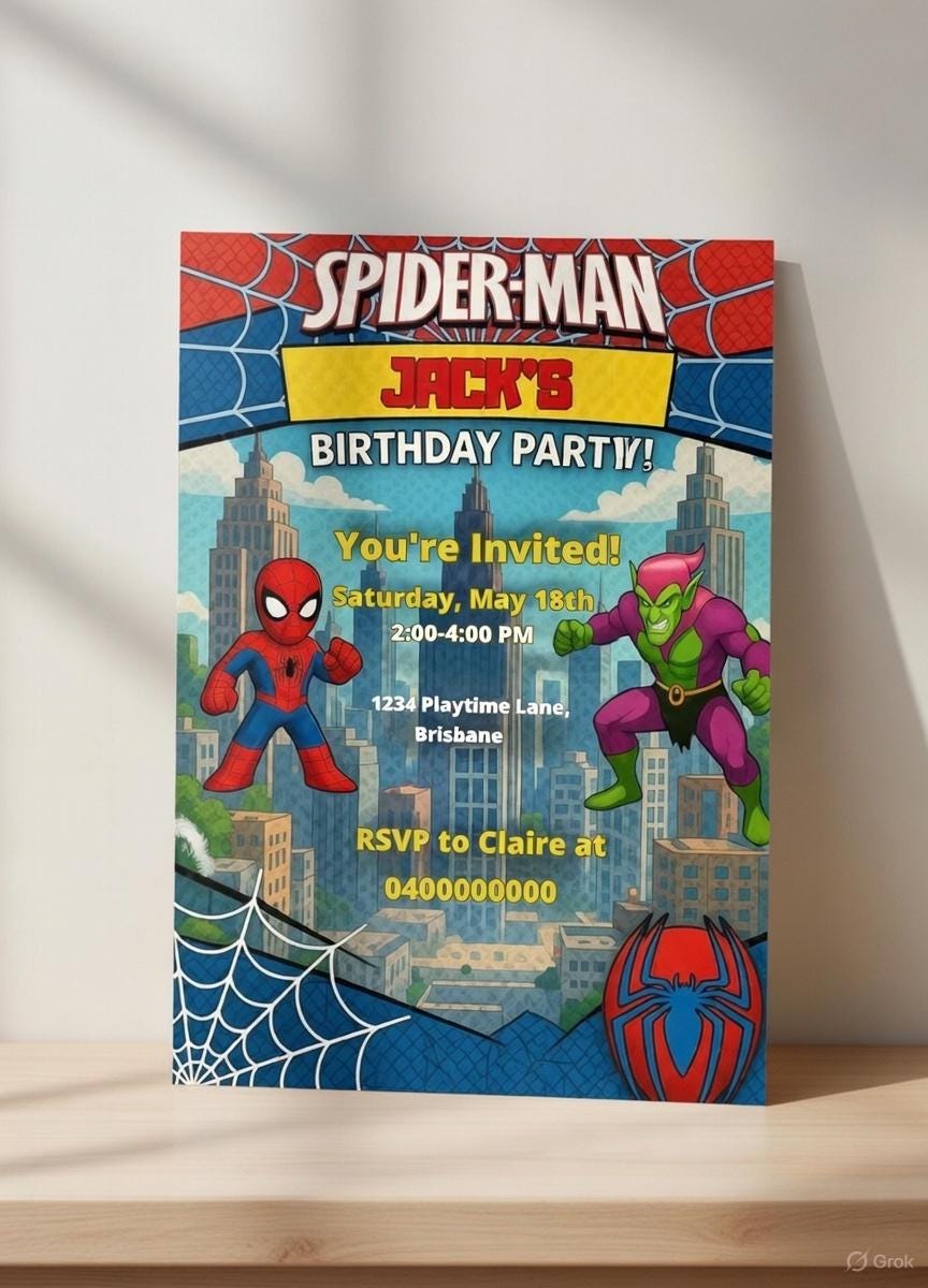 Spider-Man Birthday Invitation | Editable Canva Template | Superhero Party Printable