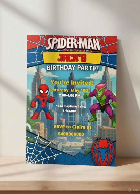 Spider-Man Birthday Invitation | Editable Canva Template | Superhero Party Printable