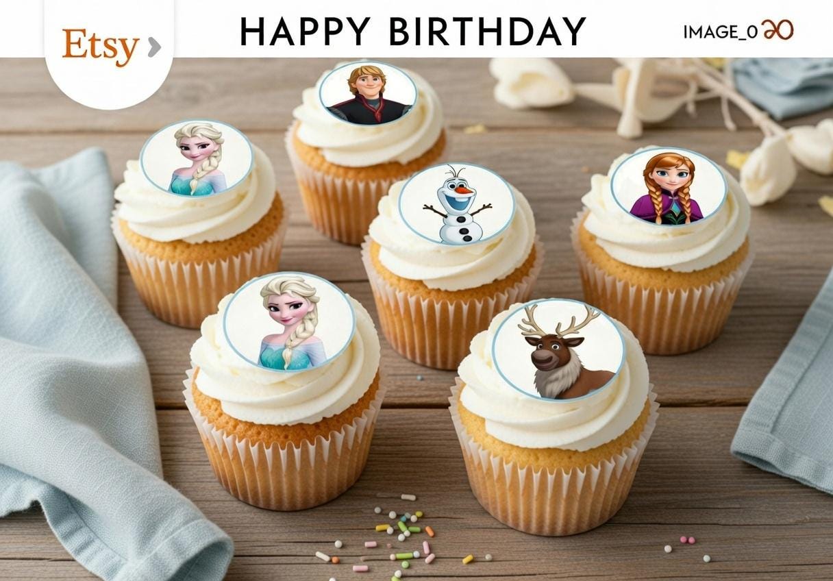 Frozen Birthday Cupcake Toppers | Winter Wonderland Party (Instant Download)