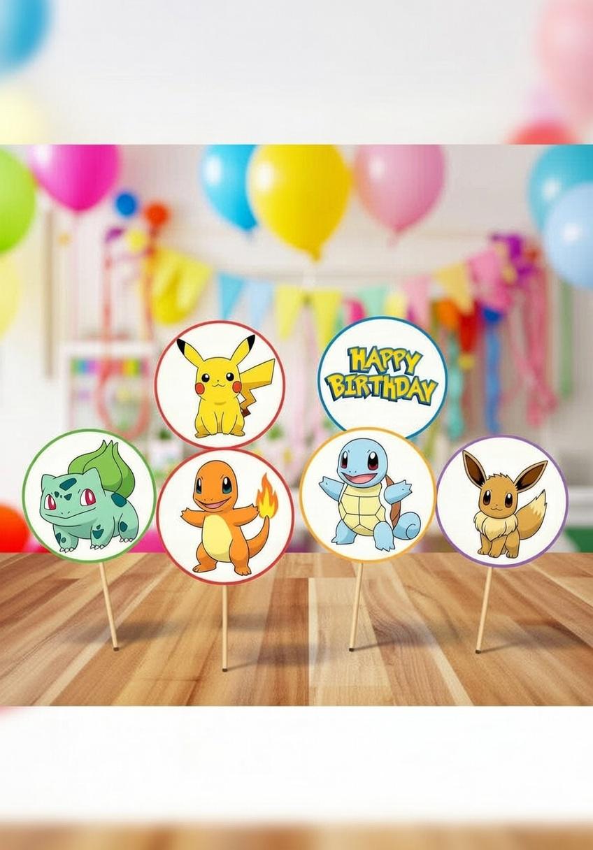 Pokémon Birthday Party Cupcake Toppers | Printable Pokémon Party Decorations | Pokémon Birthday Decor | Instant Download