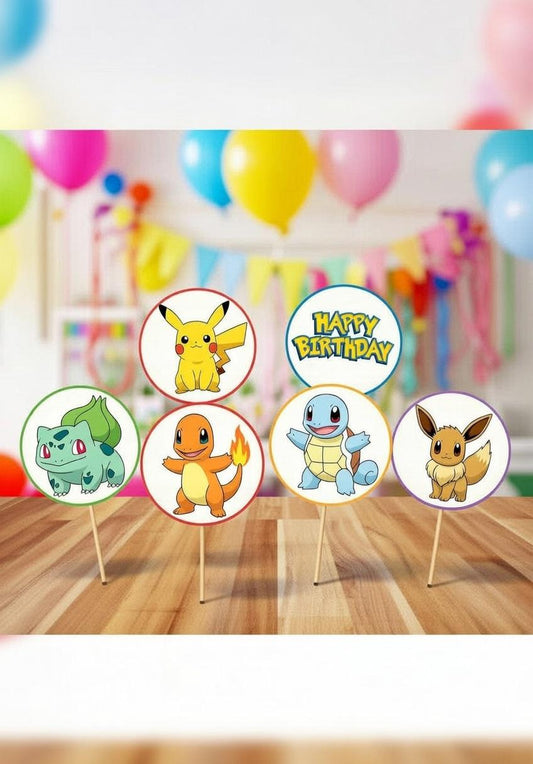 Pokémon Birthday Party Cupcake Toppers | Printable Pokémon Party Decorations | Pokémon Birthday Decor | Instant Download