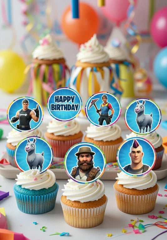 Fort game Cake Toppers Printable | Gaming Birthday Cake Decorations | Instant Download
