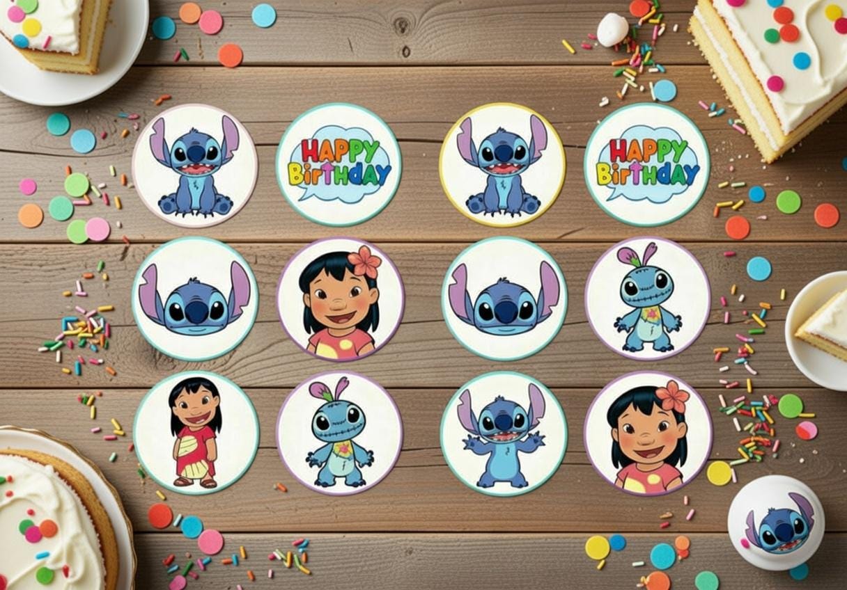 Lilo & Stitch Cupcake Toppers | Kids Birthday Party Decorations (Digital Download)