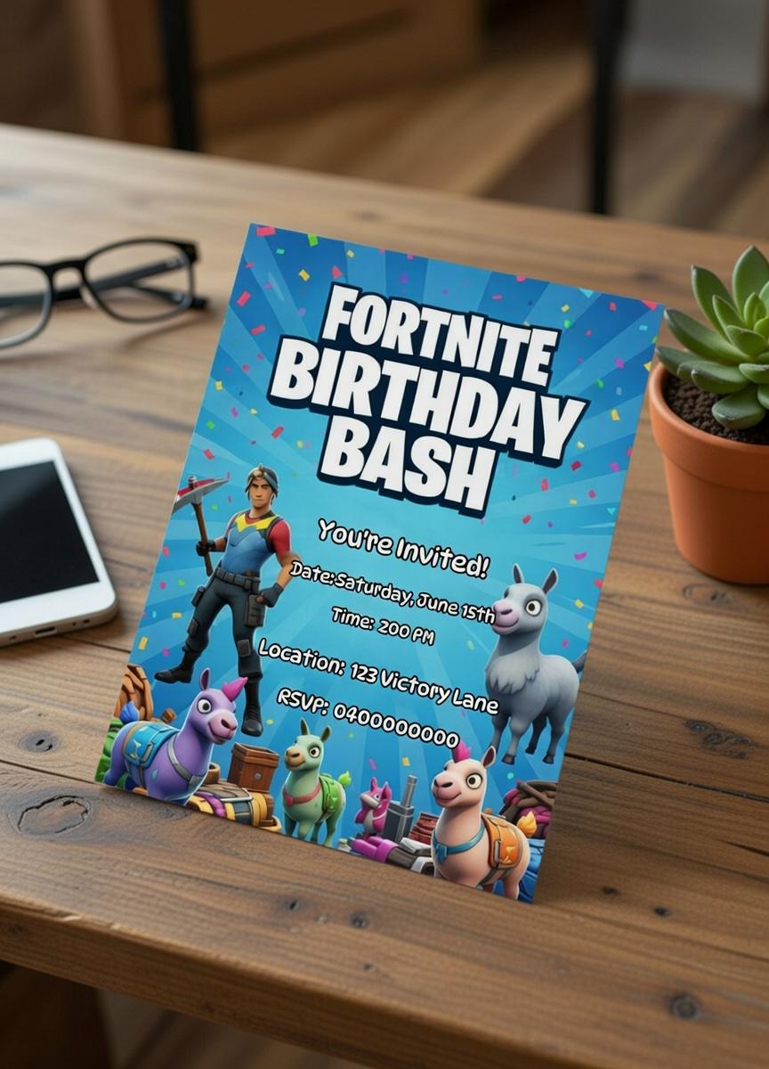 Fort Birthday Bash Invitation | Kids Gaming Party (Instant Download)