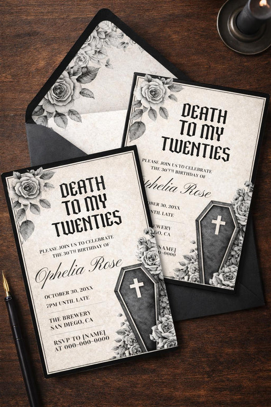 Death to My Twenties Birthday Invitation | 30th Birthday Invitation (Instant Download)