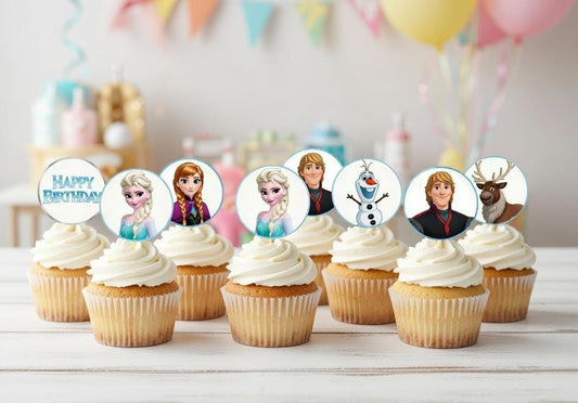 Frozen Birthday Cupcake Toppers | Winter Wonderland Party (Instant Download)